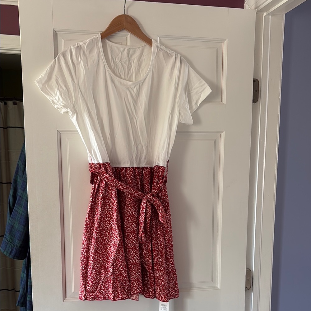 White and Red Floral Dress